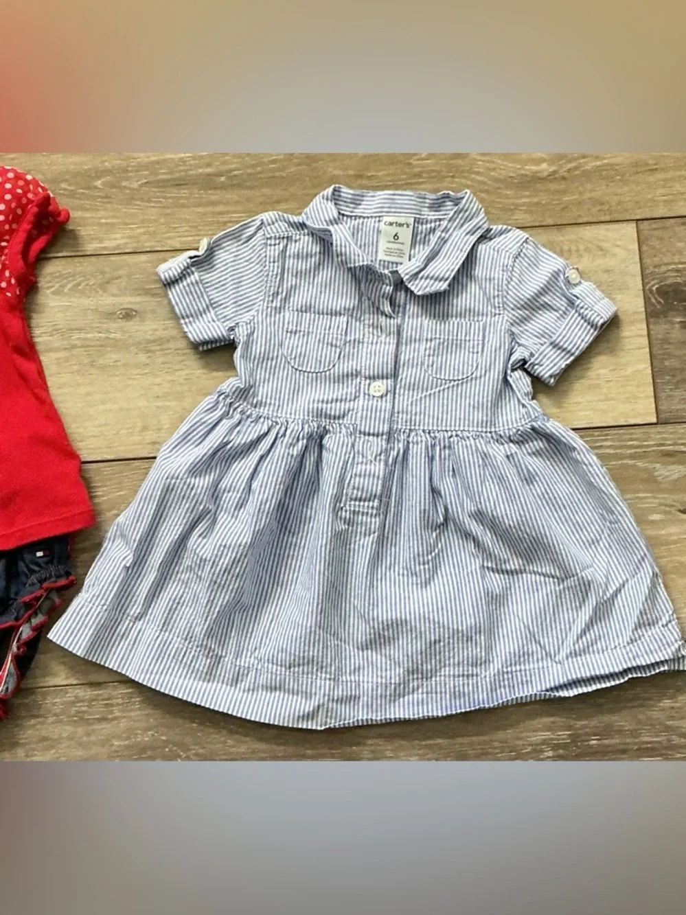 Baby outfit sets by Carter's & Tommy Hilfiger. NWT Carters dress & 2 like new